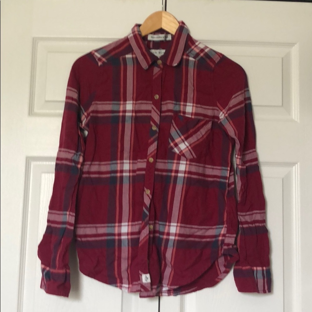 Burgundy plaid shirt